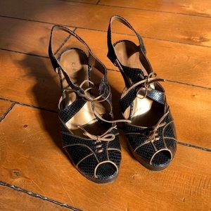 Bebe black leather 5” heels